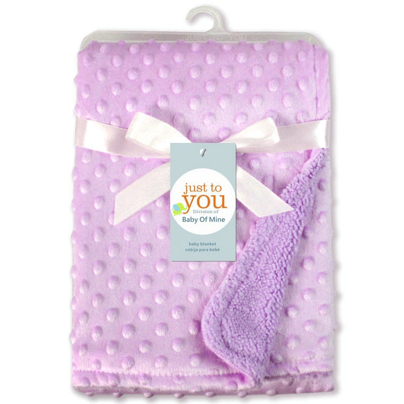 Pink minky dot baby blanket with fleece back