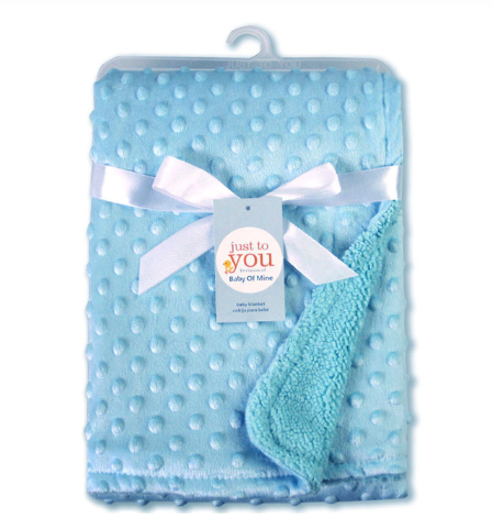 Pink minky dot baby blanket with fleece back