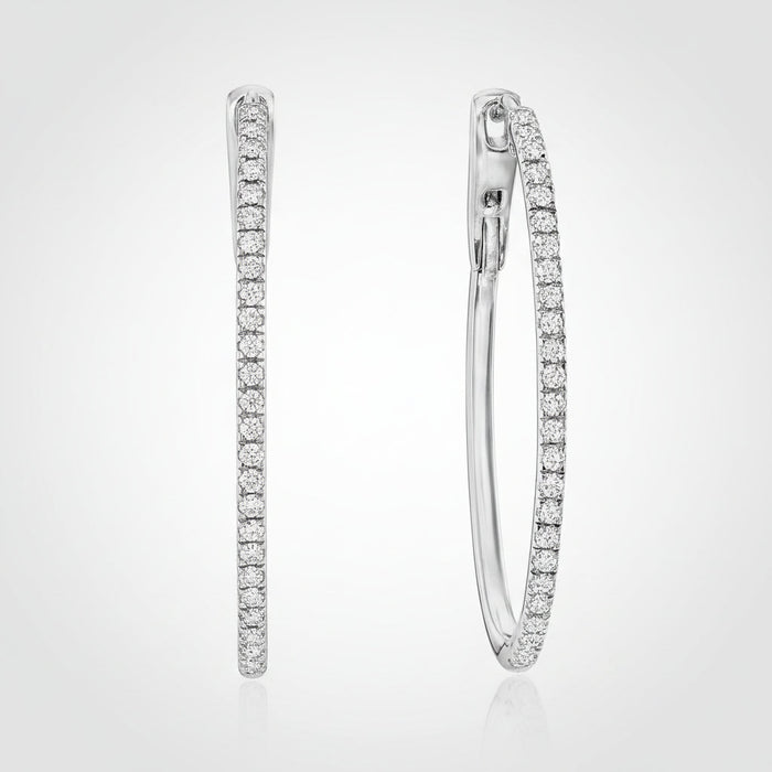 Earrings Mothers Day Gift Diamond Oval Hoop Sterling Silver