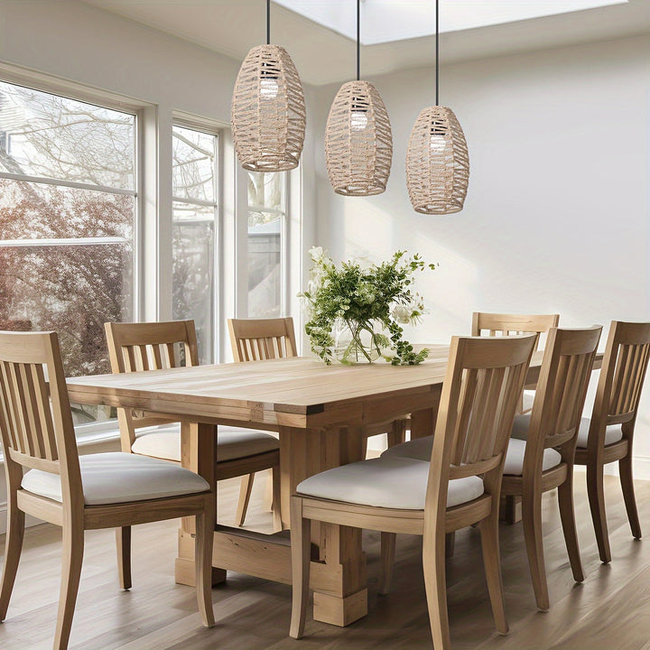 Modern Handwoven Rope Pendant Shade | Natural Woven Ceiling Light