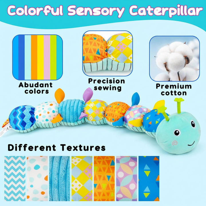 Baby Toys Sensory Caterpillar Plush Musical Tummy Time Toy