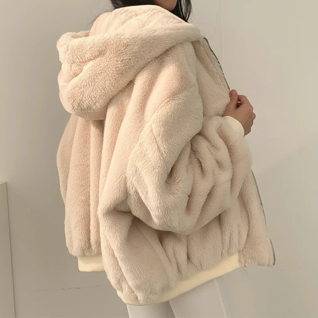 Winter Jacket Women Shearling Lined Zipper Casual Coat