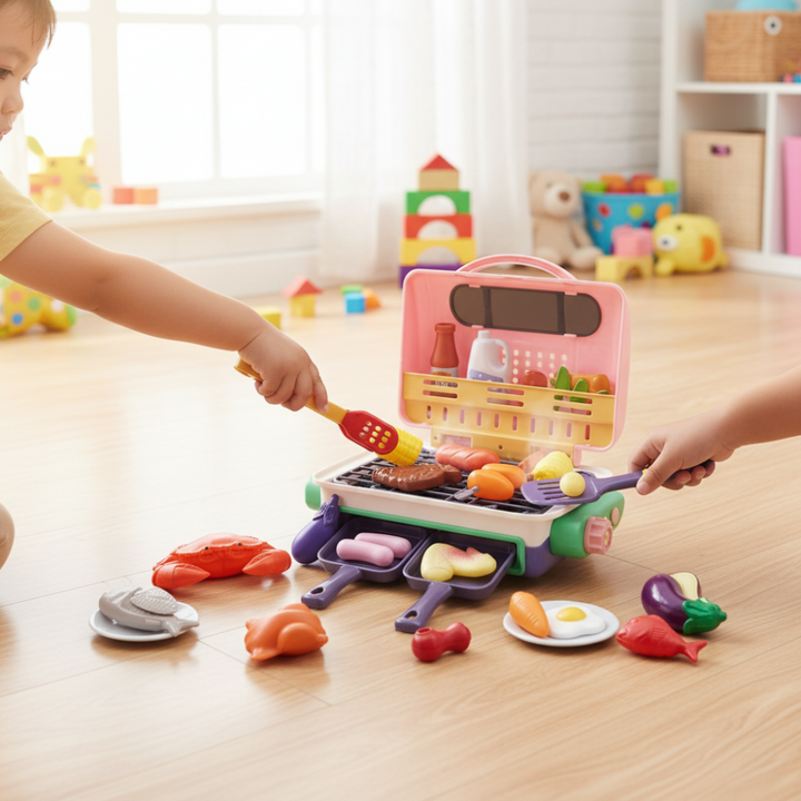Kids BBQ Grill Set color Changing Food Smoke Effect