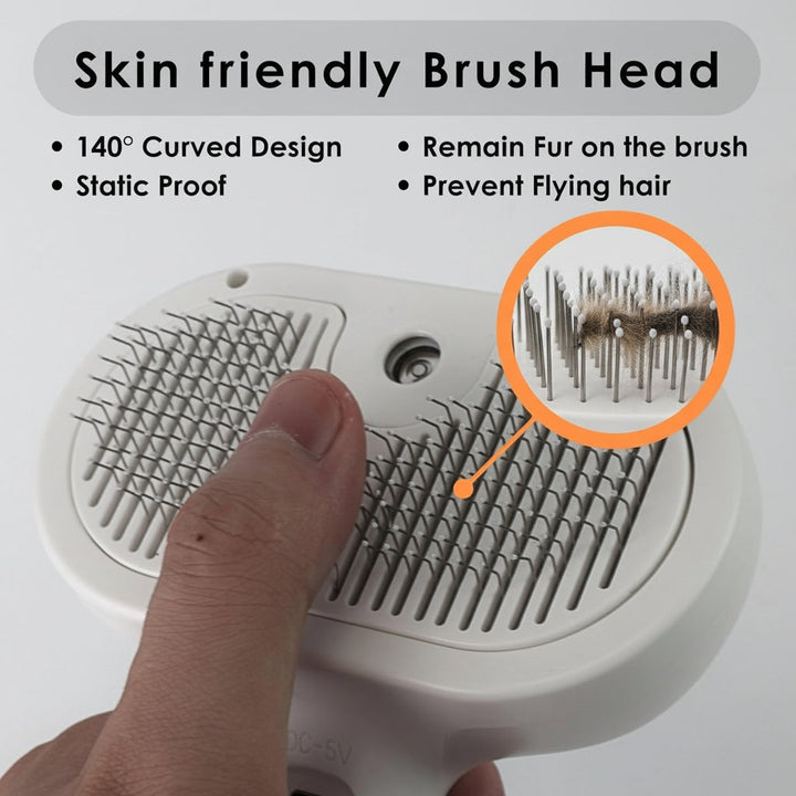 Pet Grooming Brush Self Cleaning Silicone Massage Spray Comb