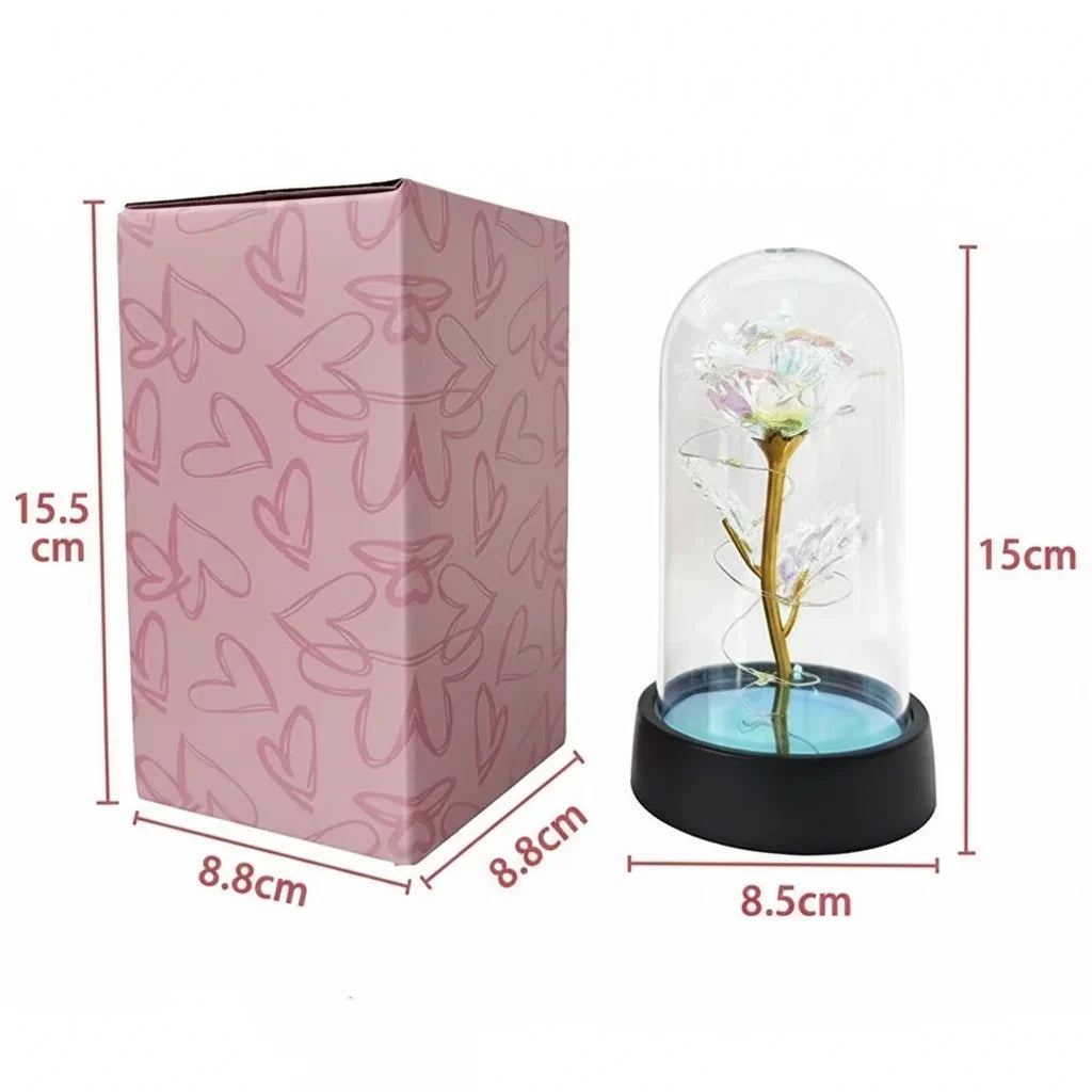Table Lamp LED Rose Glass Dome Romantic Decorative Light