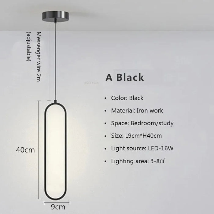 Modern Minimalist LED Pendant Light | Gold & Black Hanging Lamp for Bedroom, Dining & Living Spaces