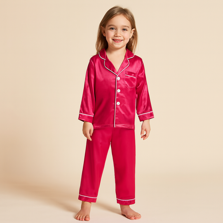 Kids Pajama Set Button Top Pants Sleepwear