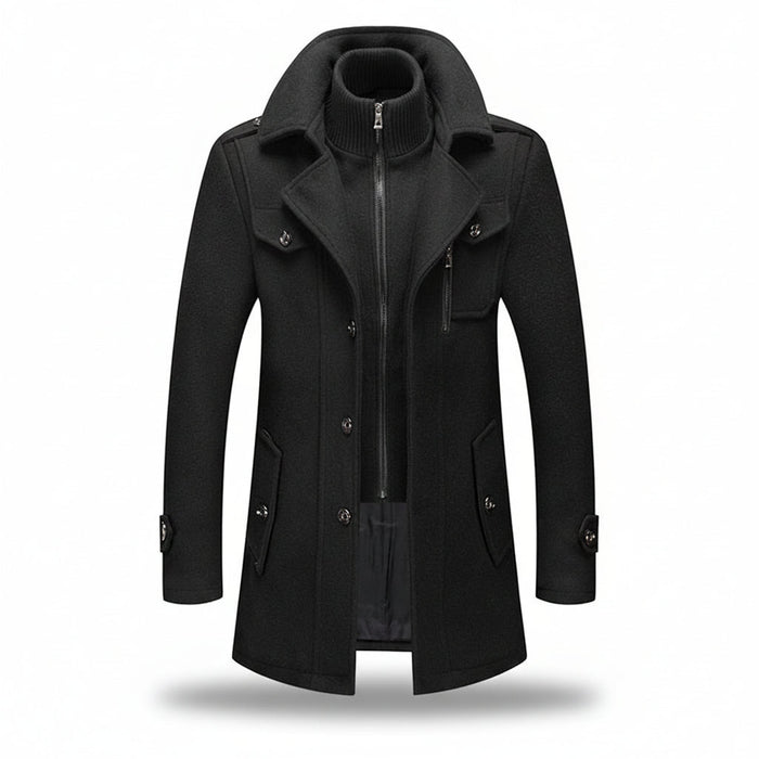 Men Winter Coat Blend Insulated Long Trench Jacket