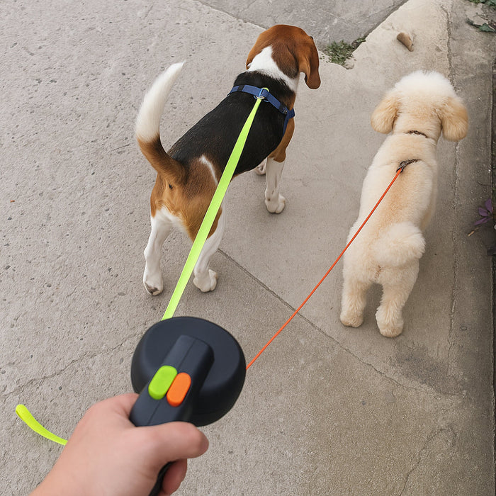 Dog Leash Retractable Dual Handle Design